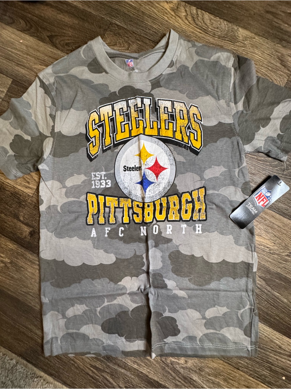 NFL Pittsburgh Steelers Kids Camo Tee - Gray, Yellow, Black